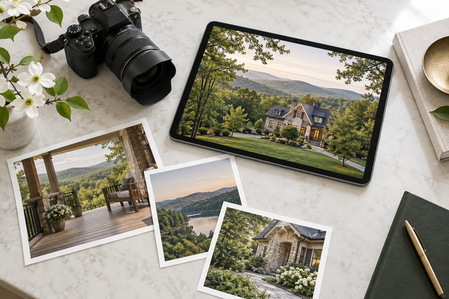 Concept illustration of property photography and digital presentation materials